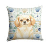 Cream Tibetan Spaniel Coastal Sea Glass Throw Pillow 14" x 14" product image at NuMercy