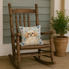Cream Tibetan Spaniel Coastal Sea Glass Throw Pillow 14" x 14" product image at NuMercy 4