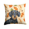 Wirehaired Black and Tan Dachshund Heirloom Fall Throw Pillow 14" x 14" product image at NuMercy