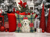 White Great Pyrenees Christmas Poinsettias Throw Pillow 14" x 14" product image at NuMercy 7
