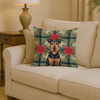 Airedale Terrier Christmas Poinsettias Throw Pillow 14" x 14" product image at NuMercy 2