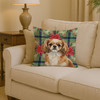 Tibetan Spaniel Christmas Poinsettias Throw Pillow 14" x 14" product image at NuMercy 2