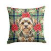 Yorkiepoo Christmas Poinsettias Throw Pillow 14" x 14" product image at NuMercy