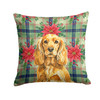 Golden English Cocker Spaniel Christmas Poinsettias Throw Pillow 14" x 14" product image at NuMercy