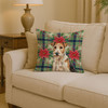 Wire Fox Terrier Christmas Poinsettias Throw Pillow 14" x 14" product image at NuMercy 2