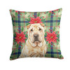 Shar Pei Christmas Poinsettias Throw Pillow 14" x 14" product image at NuMercy