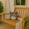Brindle and White English Bulldog Christmas Poinsettias Throw Pillow 14" x 14" product image at NuMercy 3