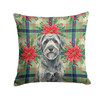 Gray Bouvier des Flandres Christmas Poinsettias Throw Pillow 14" x 14" product image at 