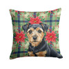 Black and Tan Norfolk Terrier Christmas Poinsettias Throw Pillow 14" x 14" product image at 