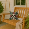 Brindle Shih Tzu Christmas Poinsettias Throw Pillow 14" x 14" product image at NuMercy 3