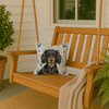 Longhaired Black and Tan Dachshund Coastal Sea Glass Throw Pillow 14" x 14" product image at NuMercy 3