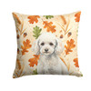 Miniature White Poodle Heirloom Fall Throw Pillow 14" x 14" product image at NuMercy
