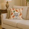 Miniature White Poodle Heirloom Fall Throw Pillow 14" x 14" product image at NuMercy 2