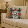 Standard Silver Poodle Christmas Poinsettias Throw Pillow 14" x 14" product image at NuMercy 2
