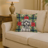 Toy Silver Poodle Christmas Poinsettias Throw Pillow 14" x 14" product image at NuMercy 2