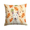 White Bull Terrier Heirloom Fall Throw Pillow 14" x 14" product image at NuMercy