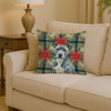 Blue American Staffordshire Terrier Christmas Poinsettias Throw Pillow 14" x 14" product image at NuMercy 2