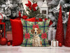 Roan Brittany Christmas Poinsettias Throw Pillow 14" x 14" product image at NuMercy 7