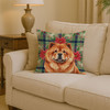 Red Chow Chow Christmas Poinsettias Throw Pillow 14" x 14" product image at NuMercy 2