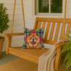 Red Chow Chow Christmas Poinsettias Throw Pillow 14" x 14" product image at NuMercy 3