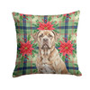 Isabella Dogue de Bordeaux Christmas Poinsettias Throw Pillow 14" x 14" product image at NuMercy