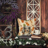 Longhaired Dapple Dachshund Heirloom Fall Throw Pillow 14" x 14" product image at NuMercy 7