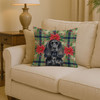 Black English Cocker Spaniel Christmas Poinsettias Throw Pillow 14" x 14" product image at NuMercy 2