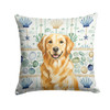 Golden Retriever Coastal Sea Glass Throw Pillow 14" x 14" product image at NuMercy
