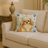 Gold Tibetan Spaniel Coastal Sea Glass Throw Pillow 14" x 14" product image at NuMercy 2