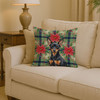 Black and Tan Miniature Pinscher Christmas Poinsettias Throw Pillow 14" x 14" product image at NuMercy 2