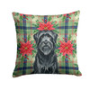 Black Briard Christmas Poinsettias Throw Pillow 14" x 14" product image at NuMercy