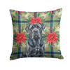 Black Neapolitan Mastiff Christmas Poinsettias Throw Pillow 14" x 14" product image at NuMercy