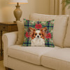 White with Red Papillon Christmas Poinsettias Throw Pillow 14" x 14" product image at NuMercy 2
