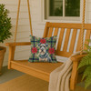 Blue Lakeland Terrier Christmas Poinsettias Throw Pillow 14" x 14" product image at NuMercy 3