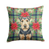 Welsh Terrier Christmas Poinsettias Throw Pillow 14" x 14" product image at NuMercy
