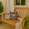 Welsh Terrier Christmas Poinsettias Throw Pillow 14" x 14" product image at NuMercy 3