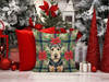 Welsh Terrier Christmas Poinsettias Throw Pillow 14" x 14" product image at NuMercy 7