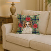 White with Sable Papillon Christmas Poinsettias Throw Pillow 14" x 14" product image at NuMercy 2