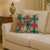 Brindle Mastiff Christmas Poinsettias Throw Pillow 14" x 14" product image at NuMercy 2