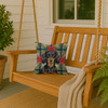 Longhaired Black and Tan Dachshund Christmas Poinsettias Throw Pillow 14" x 14" product image at NuMercy 3