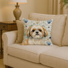 Gold and White Shih Tzu Coastal Sea Glass Throw Pillow 14" x 14" product image at NuMercy 2