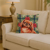 Red Pekingese Christmas Poinsettias Throw Pillow 14" x 14" product image at NuMercy 2