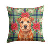 Red Border Terrier Christmas Poinsettias Throw Pillow 14" x 14" product image at NuMercy