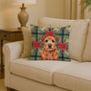 Red Border Terrier Christmas Poinsettias Throw Pillow 14" x 14" product image at NuMercy 2