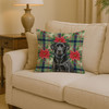 Black Labrador Retriever Christmas Poinsettias Throw Pillow 14" x 14" product image at NuMercy 2