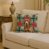 Chocolate Labrador Retriever Christmas Poinsettias Throw Pillow 14" x 14" product image at NuMercy 2