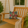 Chocolate Labrador Retriever Christmas Poinsettias Throw Pillow 14" x 14" product image at NuMercy 3