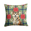 Sesame Akita Christmas Poinsettias Throw Pillow 14" x 14" product image at NuMercy