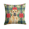 Fawn Boerboel Christmas Poinsettias Throw Pillow 14" x 14" product image at NuMercy