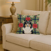 Tricolor Sheltie Christmas Poinsettias Throw Pillow 14" x 14" product image at NuMercy 2